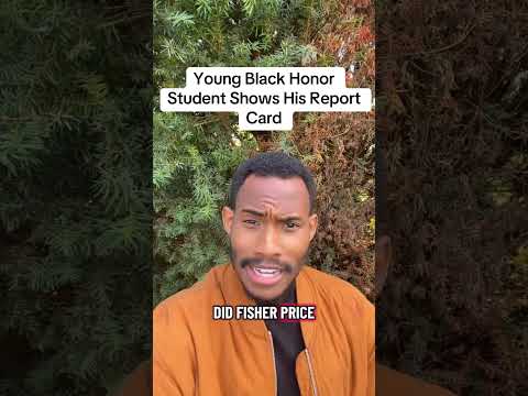 Young Black Honor Student Shows His Report Card