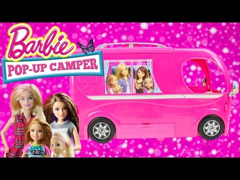 Barbie Pop Up Camper Unboxing + Camping Trip Video