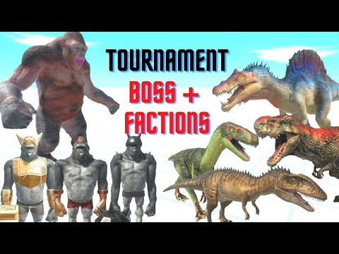 SPINOSAURUS BOSS + CARNIVORE DINOS VS BOSS GORO + PRIMATES   - ANIMAL REVOLT BATTLE SIMULATOR