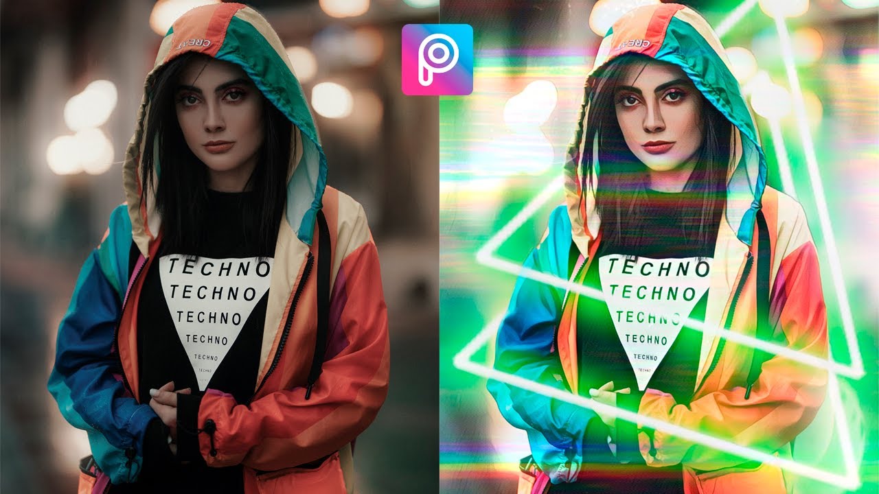 Como editar foto no PicsArt | Adicionando efeitos de luzes, neon, glitch e transformar em desenho