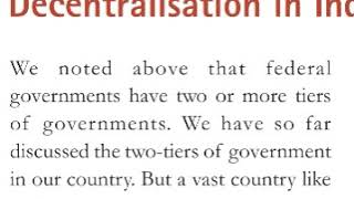 Decentralisation in India / Federalism  chapter 2/class 10th/civics/