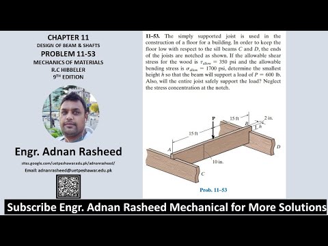 11-53 Determine the smallest height h so that the beam will support | Mech of Materials RC Hibbeler