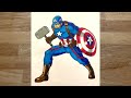 How To Draw Captain America With Thor S Hammer