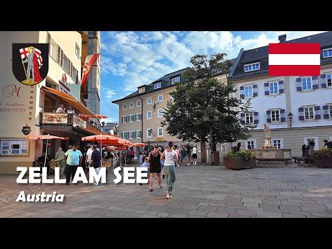 Zell am See, Austria. A walking tour in the Alpine resort town. 4K