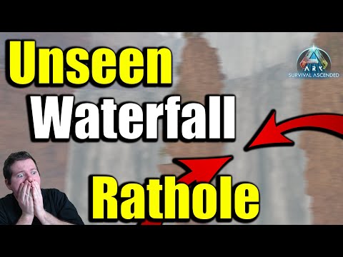 Unseen Waterfall Rathole CROUCH Cave | Base Location Center | Ark Survival Ascended