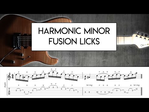 Harmonic Minor Fusion Licks with Guitar Tab