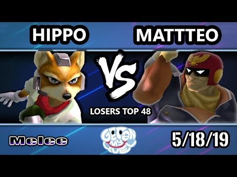 GOML 2019 SSBM - Hippo (Fox) Vs. Matteo (Falcon) Smash Melee Tournament Losers Top 48