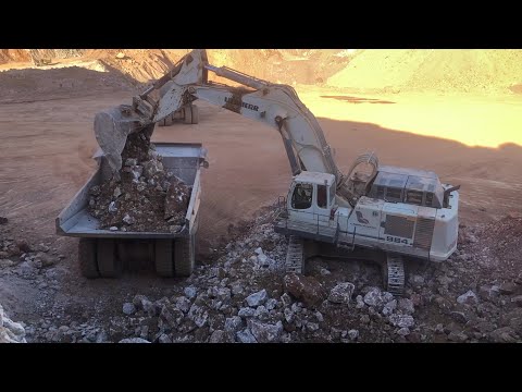 Liebherr 984 Excavator Loading Caterpillar Dumpers - Sotiriadis/Labrianidis Mining Works
