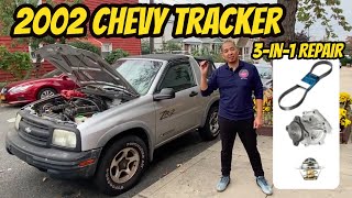 How to: Replace a Drive belt, Water Pump and Thermostat on a 2002 Chevrolet Tracker ZR2 (3-in-1)