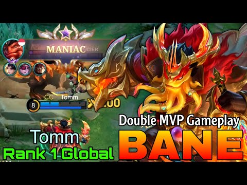 Jungler Bane Double MVP Gameplay - Top 1 Global Bane by ㅤTommㅤ- Mobile Legends
