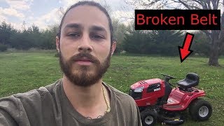 Replacing a riding lawnmower belt (Huskee LT4200) without taking the deck off.