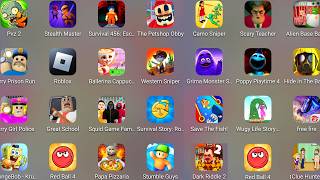 Roblox,Poppy Playtime 5,Alien Base Barry,The Petshop!,Survival Story Round 6,Ballerina Cappuccina...