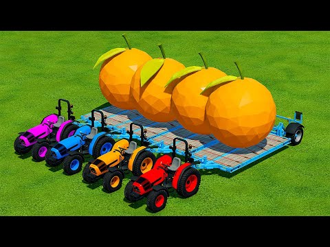 TRANSPORT GIANT ORANGES WITH DEUTZ FAHR TRACTORS - Farming Simulator 22