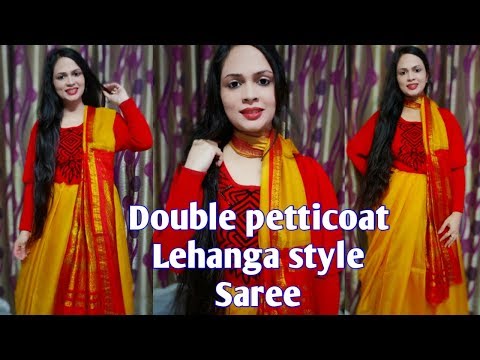 Lehanga style saree with double petticoat | साड़ी को लेहंगा की तरह कैसे पहनें