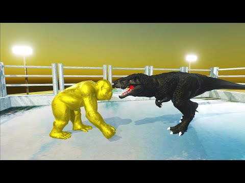 BATTLE GOLD GORO vs DARK T-REX  - Animal Revolt Battle Simulator