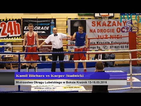 Mistrzostwa Okregu Lubelskiego w Boksie Krasnik 13 15 03 2015 Kamil Blicharz vs Kacper Stadnicki