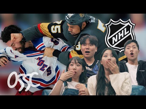 Koreans React To NHL Hits  Fights For The First Time