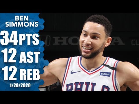 Ben Simmons has career game vs. Nets with 34-point triple-double | 2019-20 NBA Highlights