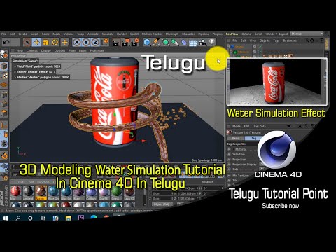 coca cola 3D Modeling With Water Simulation In Cinema4D|Cinema4D Telugu Tutorial 2020