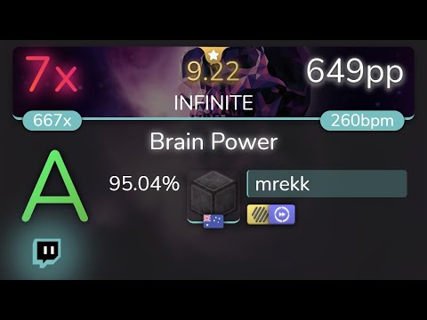 [9.22⭐Live] mrekk | NOMA - Brain Power [INFINITE] +HDDT 95.04% {649pp 7❌} - osu!