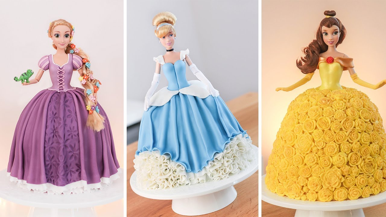 Comment faire des gâteaux de poupées Disney PRINCESS - Idées de décoration de gâteaux.