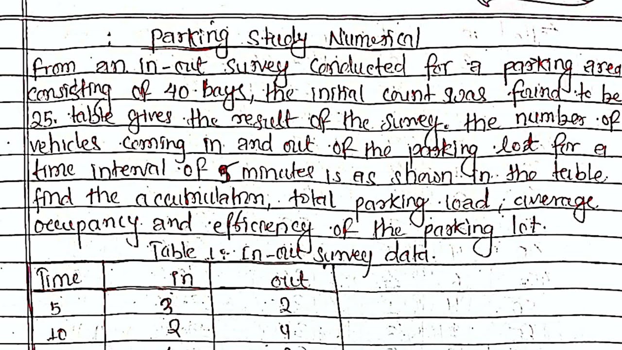 Parking studies numerical ||Unit-2||transportation engineering-2|BECIVIL
