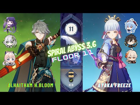 New Spiral Abyss 3.6 floor 11 - Alhaitham HyperBloom and Ayaka Freeze - Genshin Impact!
