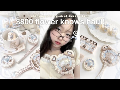 $800 flower knows *most aesthetic makeup* 🧸🍮 : sweetie bear collection makeup haul