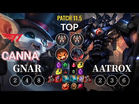 T1 Canna Gnar vs Aatrox Top - KR Patch 11.5