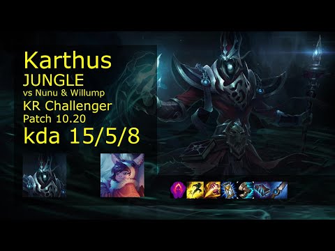 Karthus vs Nunu & Willump Jungle - KR Challenger 15/5/8 Patch 10.20 // [롤] 카서스 vs 누누와 윌럼프 정글