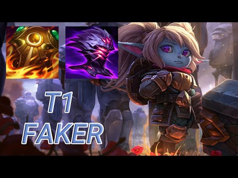 T1 Faker Poppy Jungle VS Volibear | KR Challenger Patch 13.18