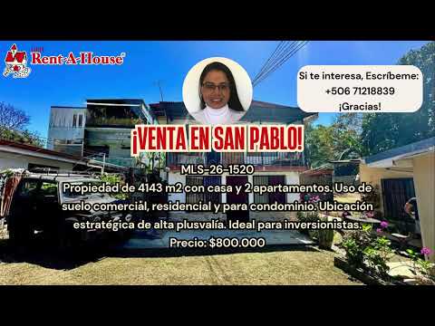 Venta San Pablo de Heredia: Propiedad de 4,143 m² – Potencial Residencial y Comercial