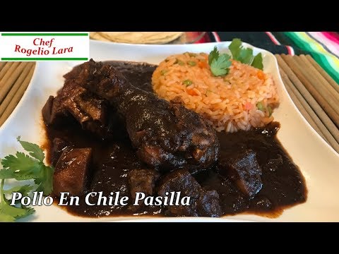 POLLO EN CHILE PASILLA ,RECETA DELICIOSA!