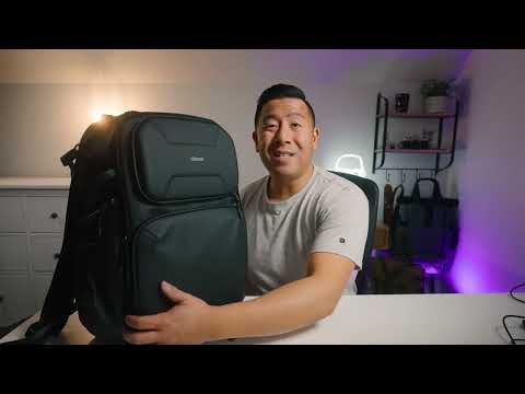 Tuceng Vintage Canvas Camera Backpack (Coffee Brown) for DSLR/Mirrorless & Drone, Waterproof Photography Bag with 16" Laptop Compartment, Large Capacity Travel Camera Bag for Photographers video review thumbnail