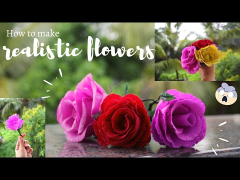 How to make REALISTIC FLOWERS |crepe paper| *it looks so real* | DIY