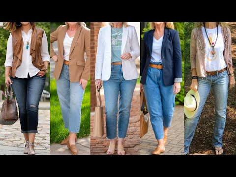 COMO LLEVAR CON ESTILO JEANS A LOS 50 60 70 AÑOS/ VESTIR MODERNA Y ESTILOSA CON PANTALONES JEANS