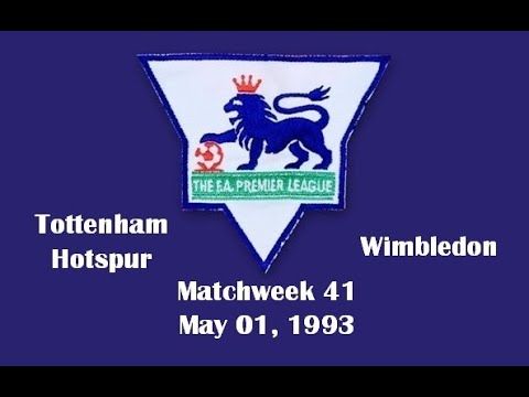 FA Premier League. Season 1992-1993. Matchweek 41. Tottenham Hotspur - Wimbledon - 1:1. Highlights.