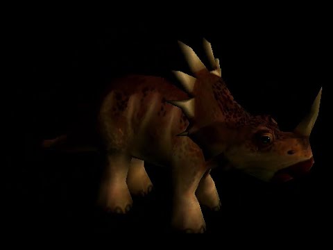 Amiga demo showing a rendered 3d Dino