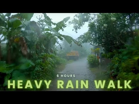 Walking in a Village Rainstorm | Soothing ASMR Sounds for Sleep - Meditation - Study- Strees Relief 
