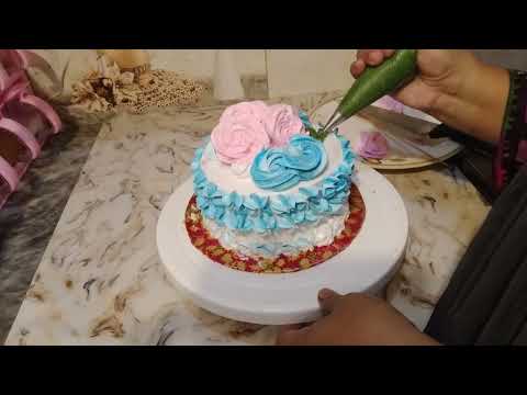 cake decoration with whipping cream  by Shagufta munir