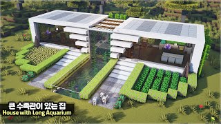 ⛏️ Minecraft Tutorial :: 🐠 How to build a House with Huge Aquarium 🏠 [마인크래프트 큰 수족관이 있는 집짓기 건축강좌]