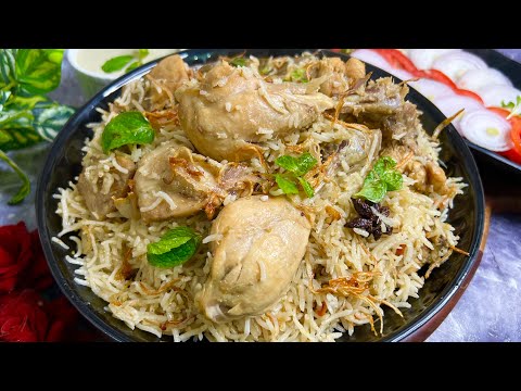 Khushbudar Chicken Yakhni Pulao Without Yakhni | Quick Chicken Pulao With Mint Raita