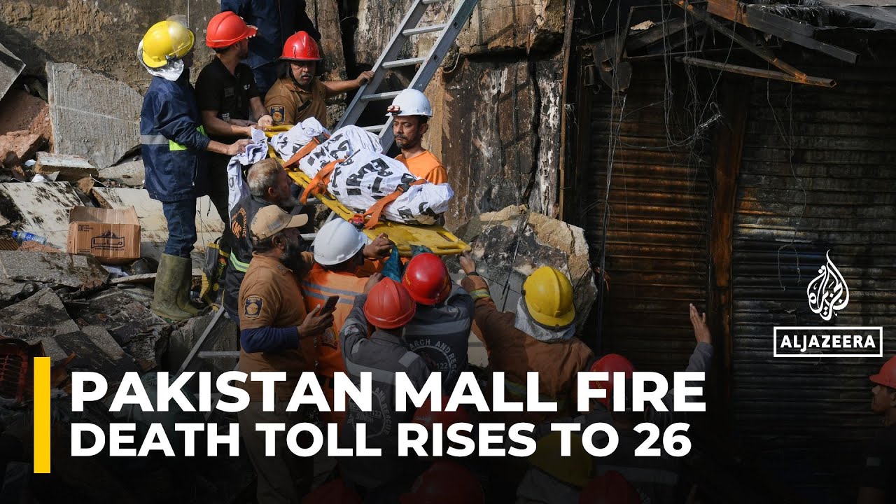 Pakistan's Karachi mall fire death toll rises to at least 26 and dozens still missing