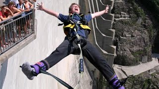 preview picture of video 'Verzasca Dam Bungee Jumping, Contra Dam, Ticino, Switzerland, Europe'