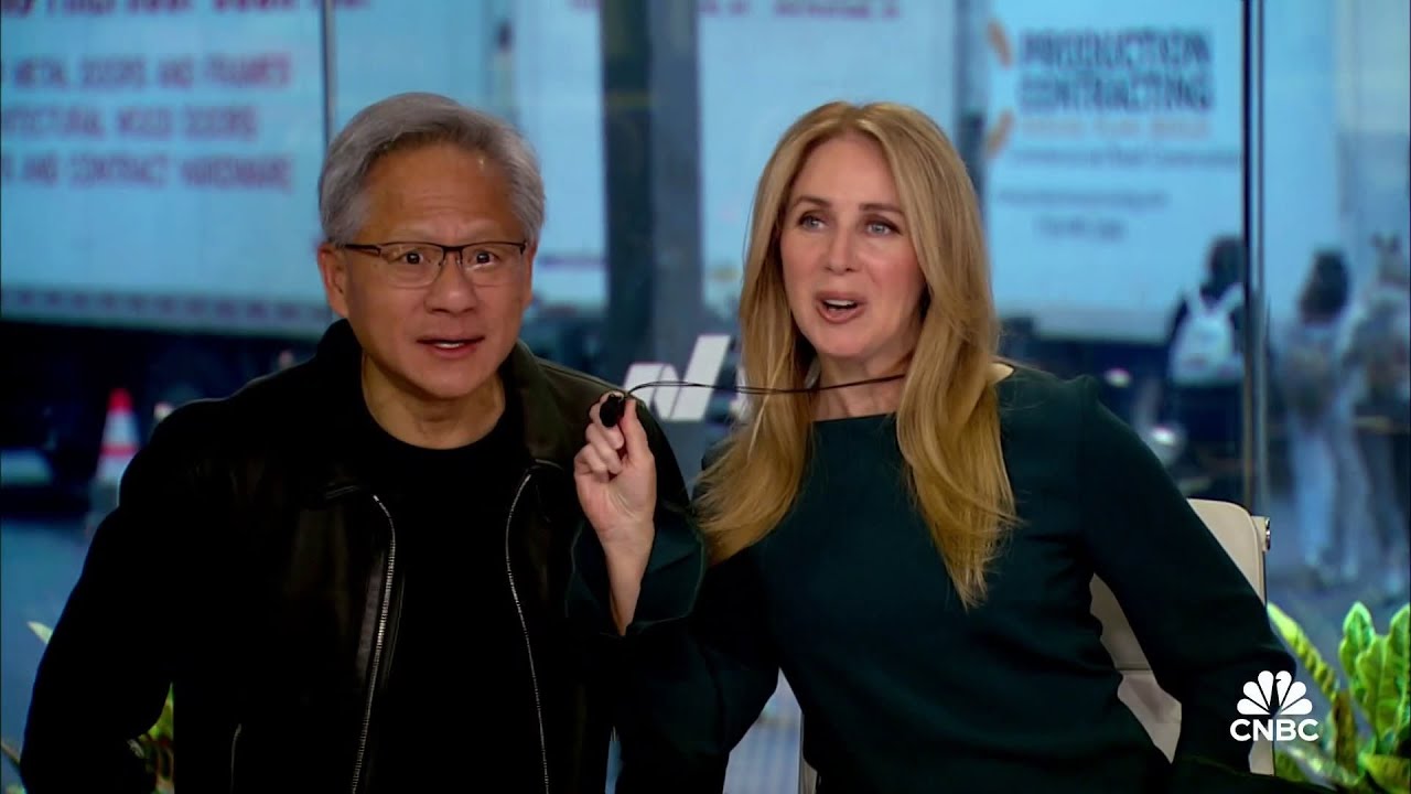 Nvidia CEO Jensen Huang makes surprise appearance on Squawk Box set
