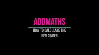 How to calculate the remainder