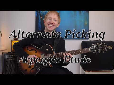 Short ALTERNATE PICKING Arpeggio Etude by Arne Luebberty | Jazzguitar | Godin Montreal Premiere