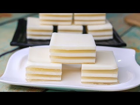 Coconut Jelly Pudding | Green Coconut Water Pudding | Coconut Layered Pudding | Coconut Dessert