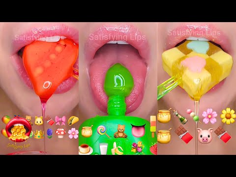 1 Hour For Sleep Relaxing ASMR Satisfying Eating Emoji Food Challenge