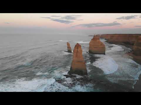 Drone over the 12 Apostles in Early Morning (Australia)